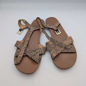J.Crew Leopard-Print Flat Sandals | Ankle Strap